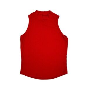Wray Red Ribbed Mock Neck Sleeveless Tank Top XL Stretch Knit